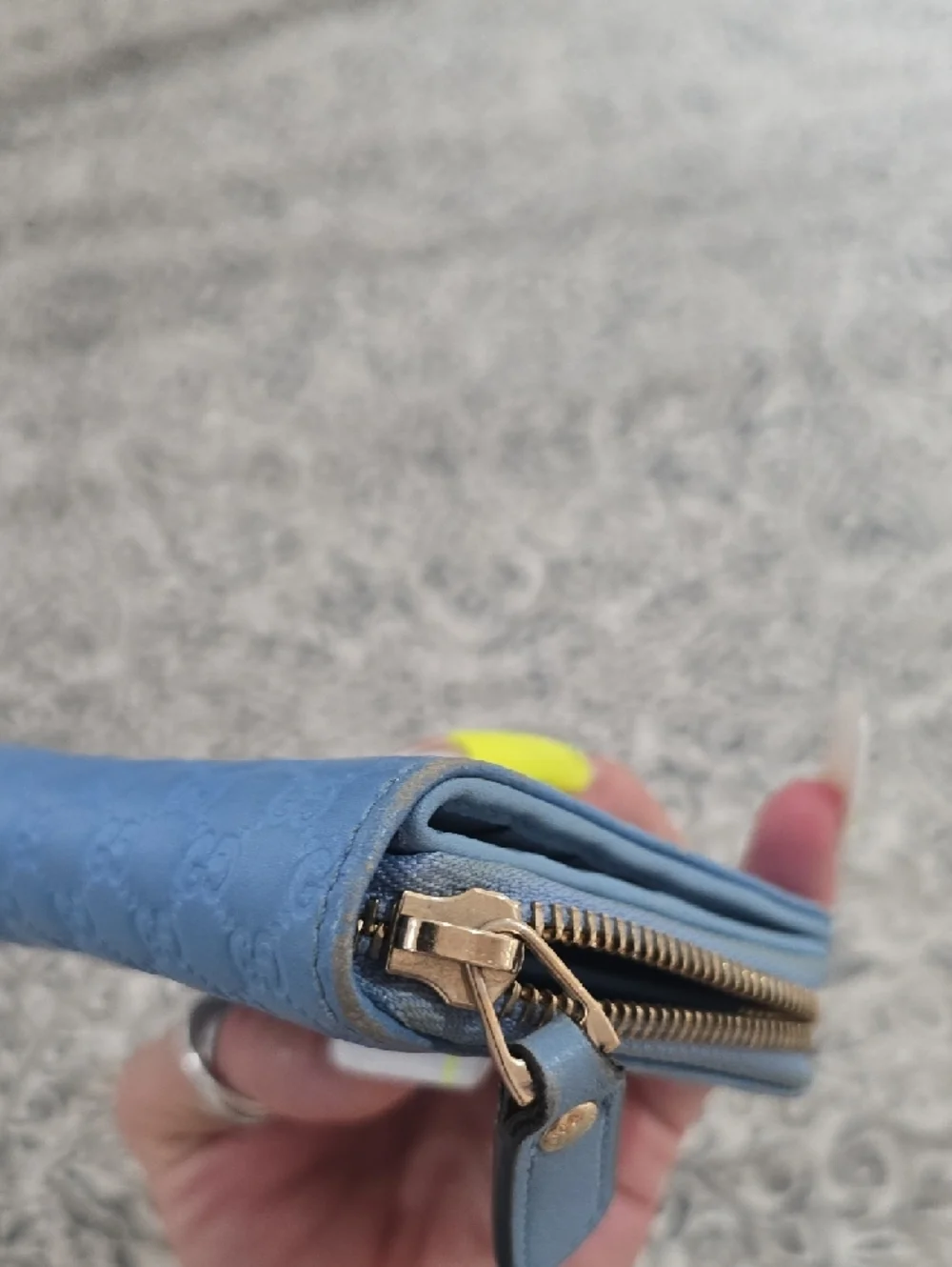 Gucci Light Blue GG Embossed Zip Around Wallet - Picture 11 of 11